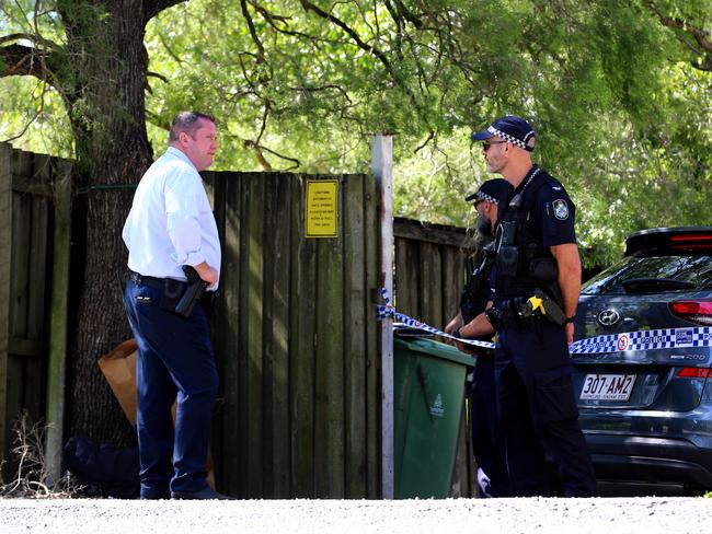 Detectives from Inner West Child Protection and Investigation Unit (CPIU) and Criminal Investigation Branch (CIB) at the scene of an infant death at Yugar on Wednesday. Picture David Clark
