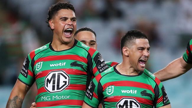 Latrell Mitchell, left, will return for Souths against the Eels in Round 16. Picture: Matt King/Getty Images