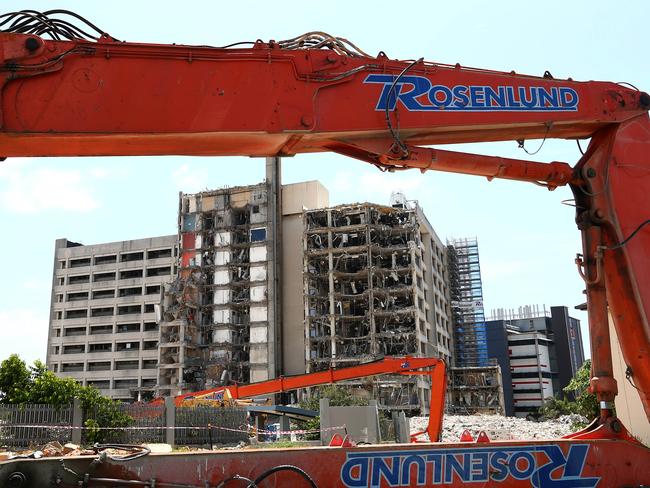 Demolition of the old Gold Coast Hospital continues on January 27, 2015. Pic: David Clark