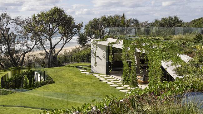 A living rooftop garden, which is also a place to relax and overlook the ocean, at Sunshine Beach. Picture: Shaun Lockyer Architects