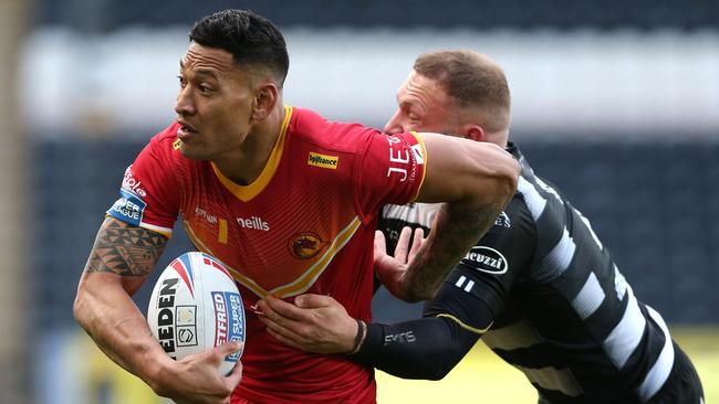 Israel Folau playing for Catalan Dragons last month. Picture: Getty Images