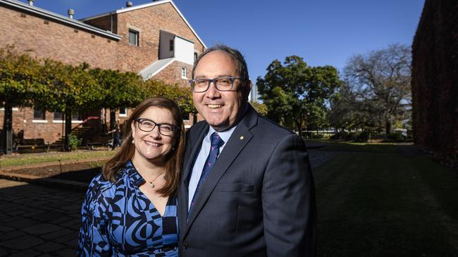 Toowoomba Regional Council new CEO Sal Petroccitto OAM and his wife Michelle after the announcement, Wednesday, May 28, 2025. Picture: Kevin Farmer