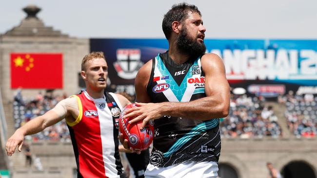 Paddy Ryder in action against the Saints in China in 2019. Picture: Michael Willson/AFL Photos.