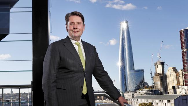 The Star CEO Matt Bekier, with the Crown tower at Barangaroo in the background. Picture: Toby Zerna