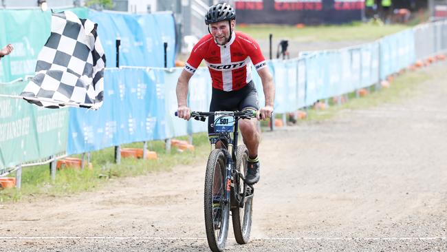 Denmark's Egeberg Jensen Palle won the the male 55 to 59 years cross country class of the UCI Masters Mountain Bike World Championships. Picture: Brendan Radke