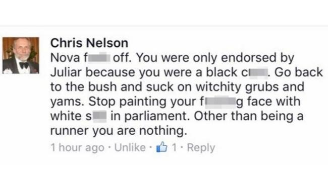 Chris Nelson’s vile racist attack on Nova Peris.