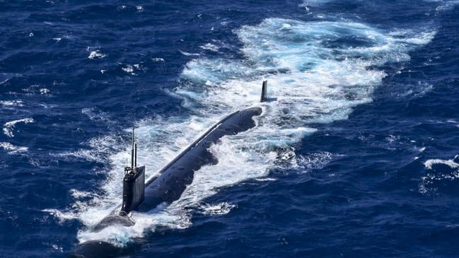 A US nuclear submarine during military exercises off Cartagena, Colombia, on February 28, 2022.