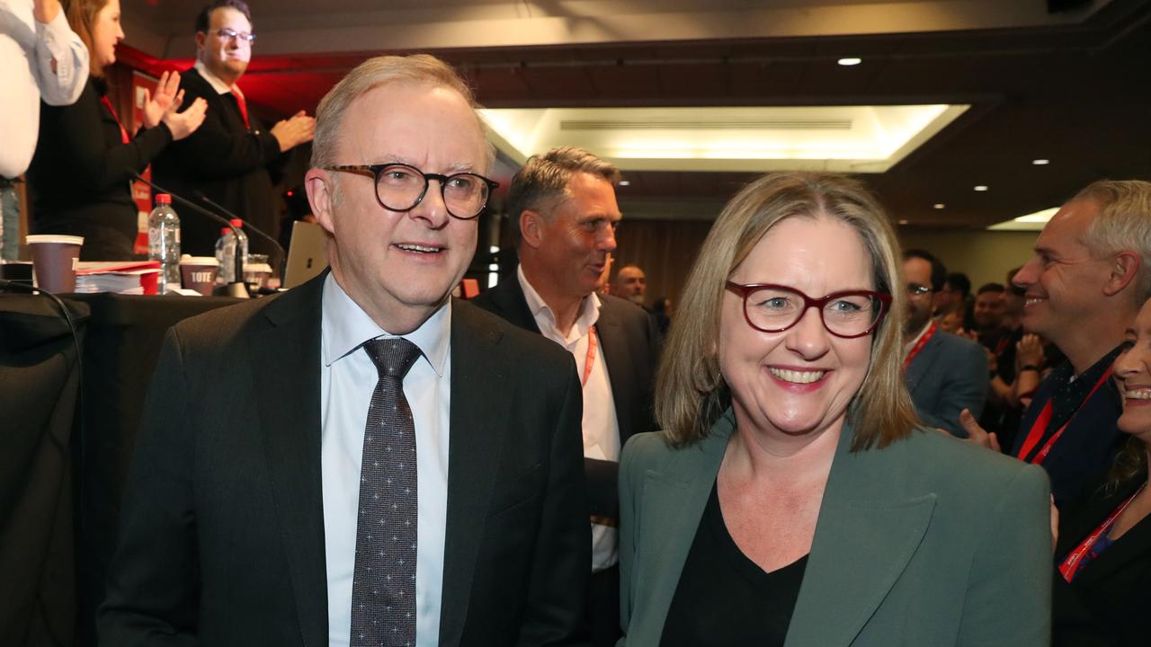 Victorian Premier Jacinta Allan (right) is also expected to address the crowd later. Picture: NewsWire/David Crosling