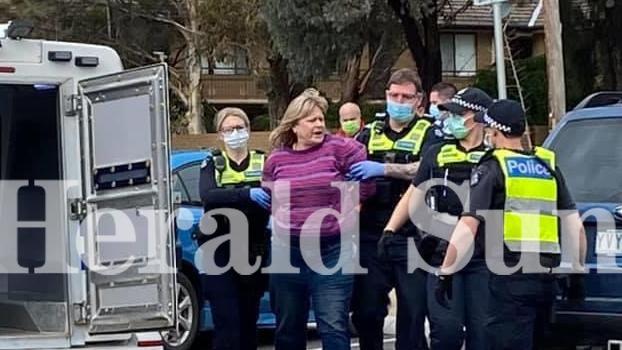 Mandy Crerar was arrested outside a Frankston cafe after allegedly refusing to wear a mask.