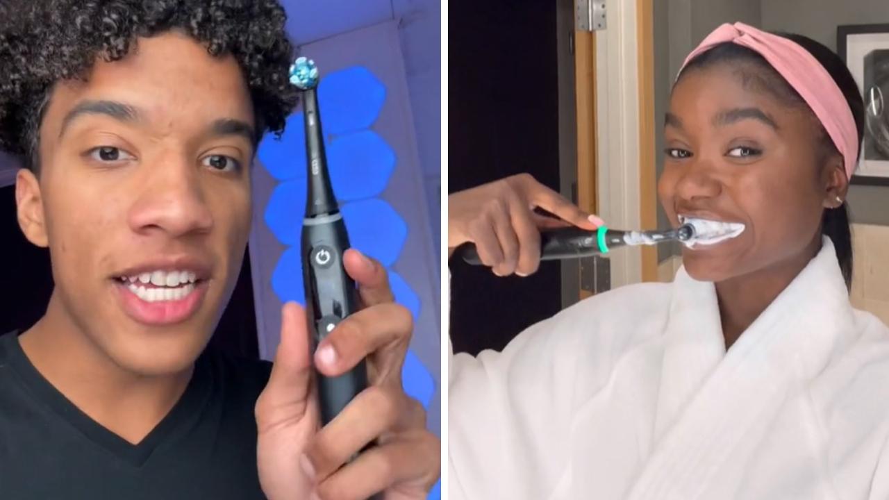 Keep your teeth sparkling clean with a top of the range electric toothbrush. Picture: TikTok/@carterpcs, @kiaranlanier.