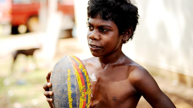 Island dreaming ... 11-year-old John Minniecon loves to play football. Picture: Elise Derwin