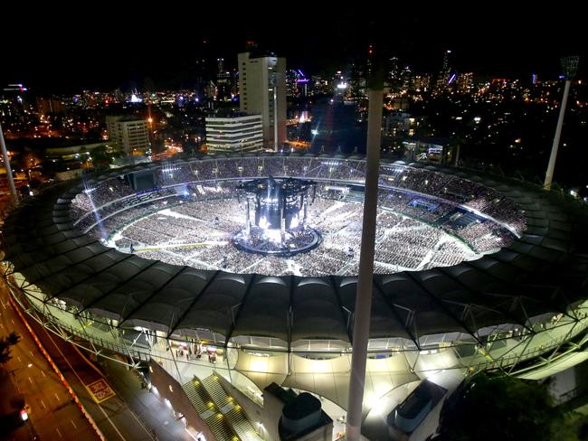 Adele told the sold-out show that she heard of all the controversy about singing at the Gabba. Picture: Steve Pohlner