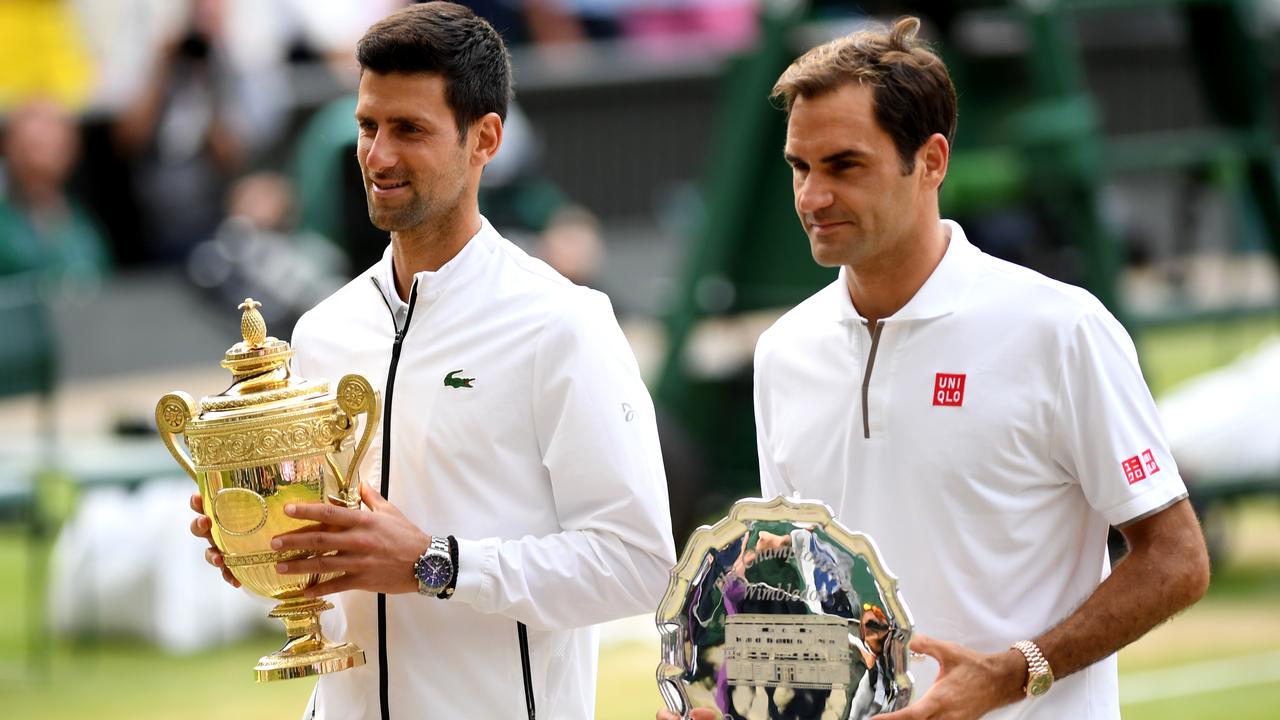 Novak Djokovic won the 2019 gentlemen’s singles final against Federer. Photo by Matthias Hangst/Getty Images.