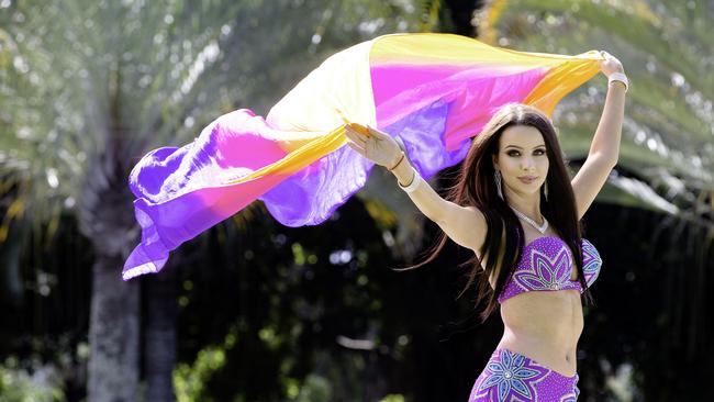 Marnie Hampton from Queensland Belly Dance Academy/Sahara Dance Company. Picture: AAP Image/Richard Walker