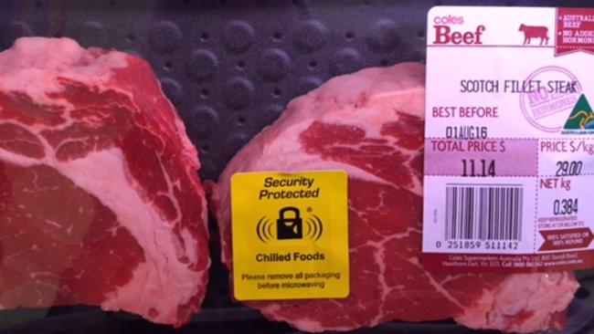 Coles meat packaging: Security alarm tags aim to stop carnivorous thieves