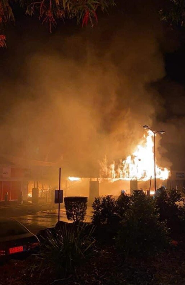 The fire Black Canvas Barbershop, Windaroo. Picture: Nik Drake.