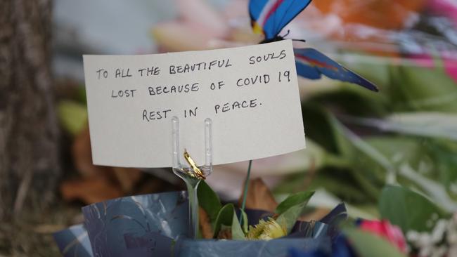 Flowers outside the Anglicare Newmarch House in Kingswood. Picture: Christian Gilles