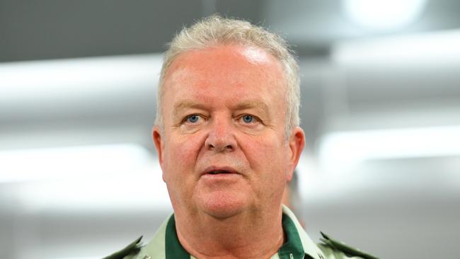 Forest Fire Management Victoria chief fire officer Chris Hardman addresses the media in 2019. Picture: James Ross