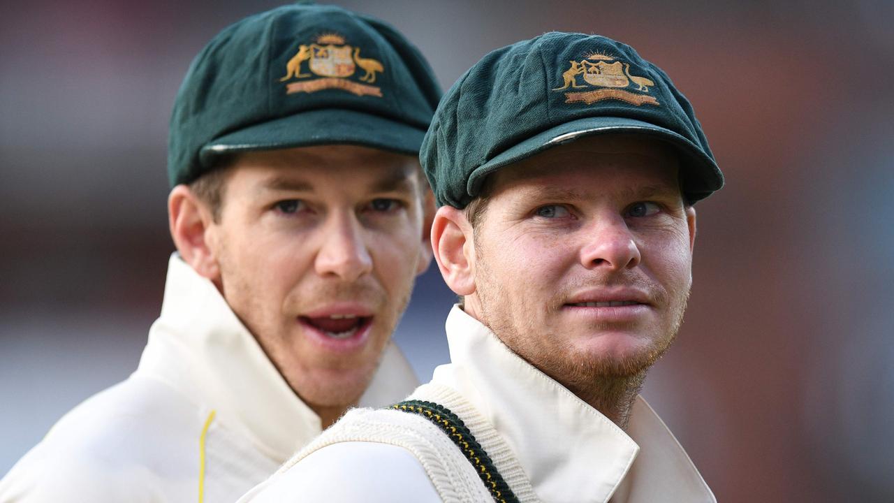 Steve Smith (R) says he’s ready to lead Australia again. Picture: Oli Scarff/AFP