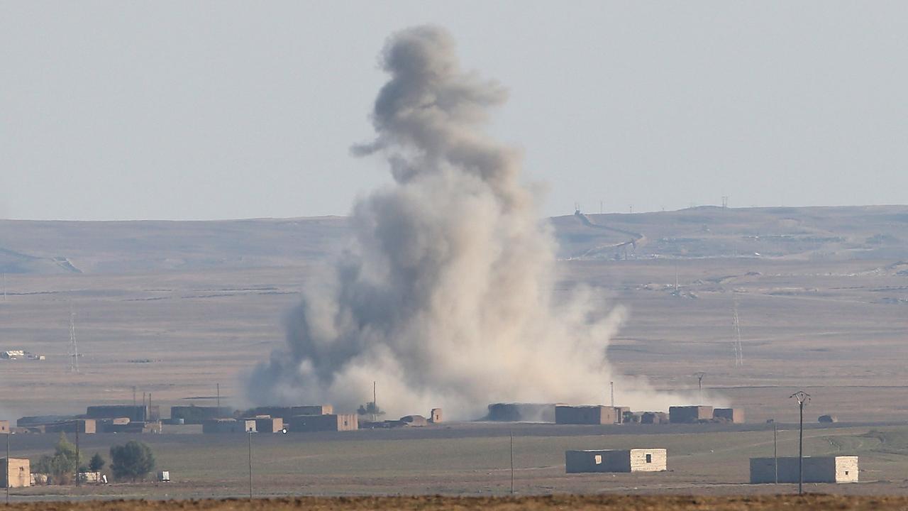 An airstrike by a U.S. led coalition warplane explodes on an ISIL position in Rojava in 2015. Picture: John Moore/Getty Images