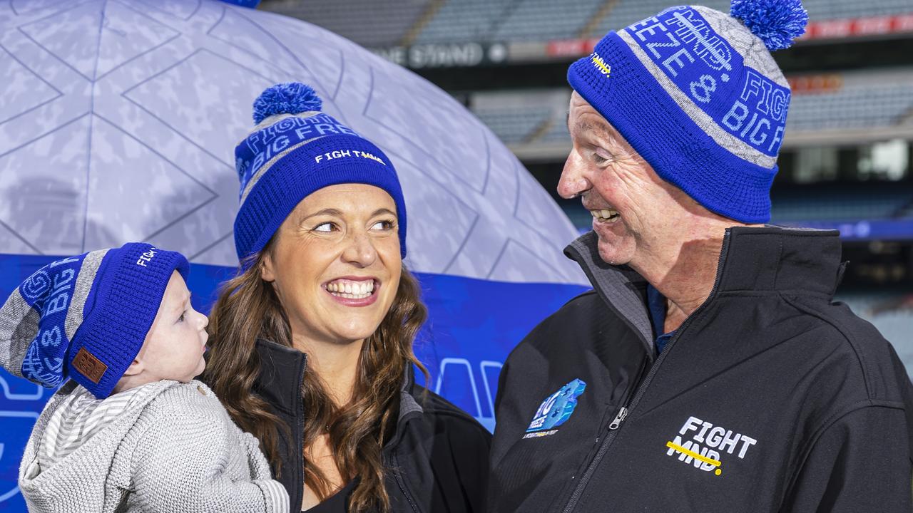 Neale Daniher, co-founder of FightMND, pictured with his daughter, Bec Daniher and granddaughter Billie Daniher. Picture: Daniel Pockett