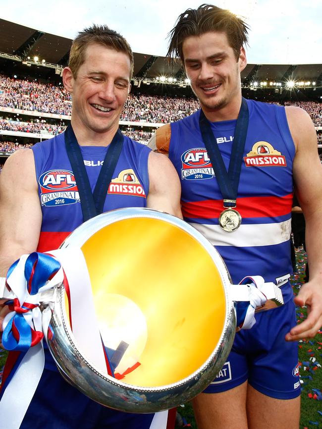 Boyd with Dale Morris after winning the 2016 premiership. Picture: Getty Images