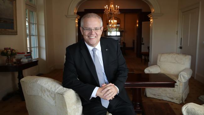 Prime Minister Scott Morrison at Kirribilli House. Picture: Hollie Adams