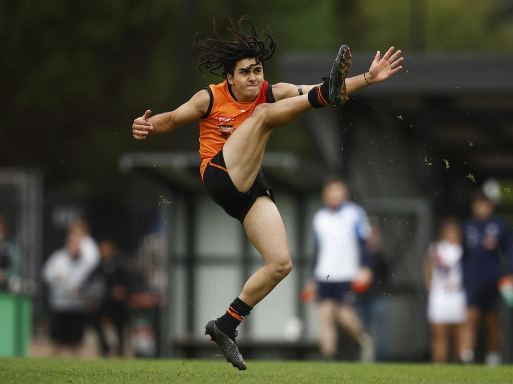 Isaac Kako is in the danger zone for Essendon. Picture: Daniel Pockett/AFL Photos/via Getty Images.