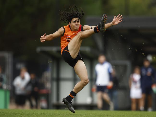 Isaac Kako is in the danger zone for Essendon. Picture: Daniel Pockett/AFL Photos/via Getty Images.