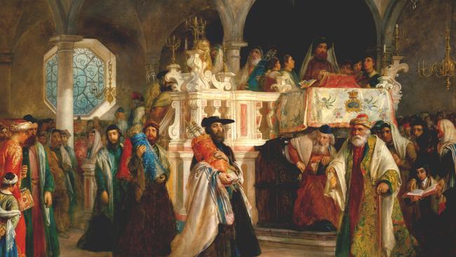 The Feast of the Rejoicing of the Law at the Synagogue in Italy, 1850 by the artist Solomon Alexander Hart. Picture: Google Art Project