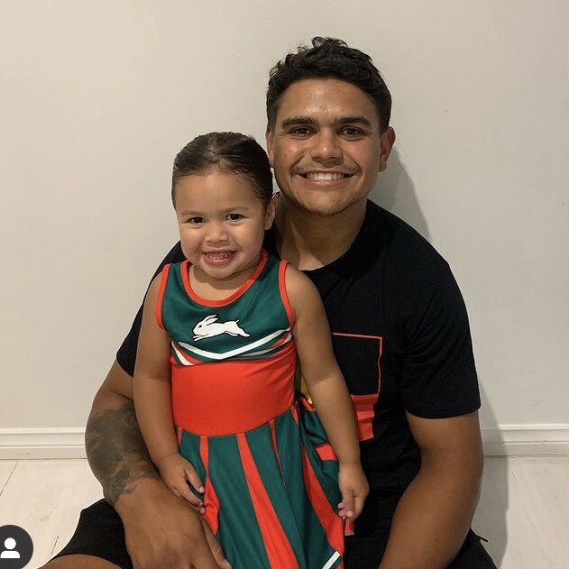 Latrell Mitchell with his daughter Inala. Picture: Supplied