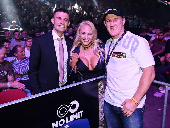 (L-R) Harry Garside, Ebanie Bridges and Paul Gallen.