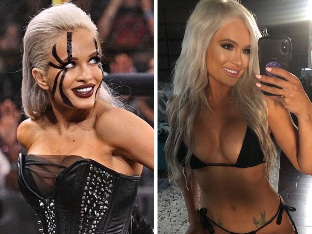 A "busted" breast implant kept Scarlett Bordeaux out of the ring before she was eventually released by WWE. Picture: Instagram