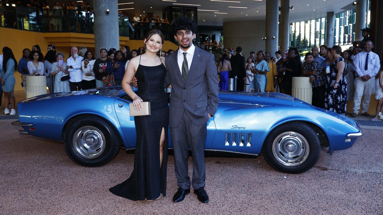 Meleka Henseleit and Saim Syed arrive at the Peace Lutheran College formal evening at the Cairns Convention Centre. Picture: Brendan Radke