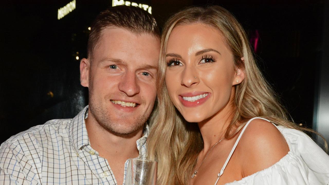 Matthew Clayton and Georgia Christofilou at NYE celebrations at Nineteen at The Star Gold Coast.Picture: Regina King.