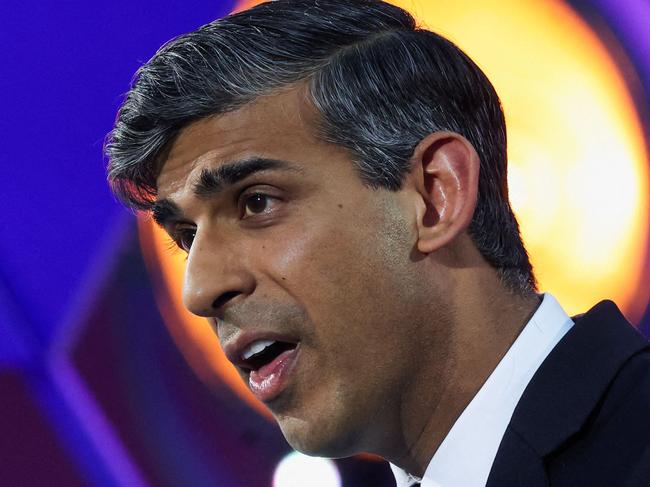 Britain's Prime Minister and Conservative Party leader Rishi Sunak, speaks during a live TV debate, hosted by The BBC, in Nottingham, on June 26, 2024, in the build-up to the UK general election on July 4. (Photo by Phil Noble / POOL / AFP)