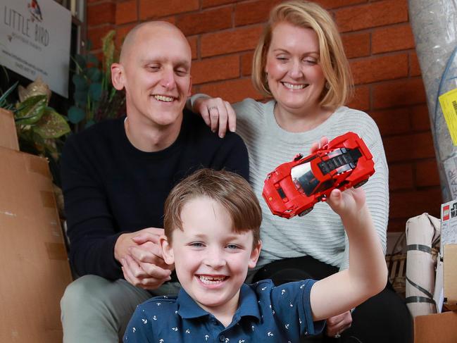 Chris and Ebby Carson, with their son, William, 6, from Castle Hill, at home with some of their Buy Now, Pay Later shopping, today.Ebby Carson says she's a big Buy Now, Pay Later user. Picture:Justin Lloyd