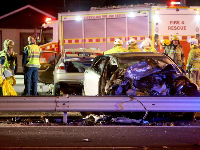 Road accidents take a shocking toll on hundreds of families each year in Queensland and the police and emergency service member who attend. Picture: AAP Image/Steve Pohlner