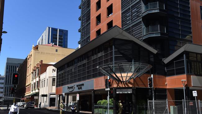 Peppers Waymouth Hotel in the CBD became SA’s third medi-hotel Picture: NCA NewsWire / Naomi Jellicoe