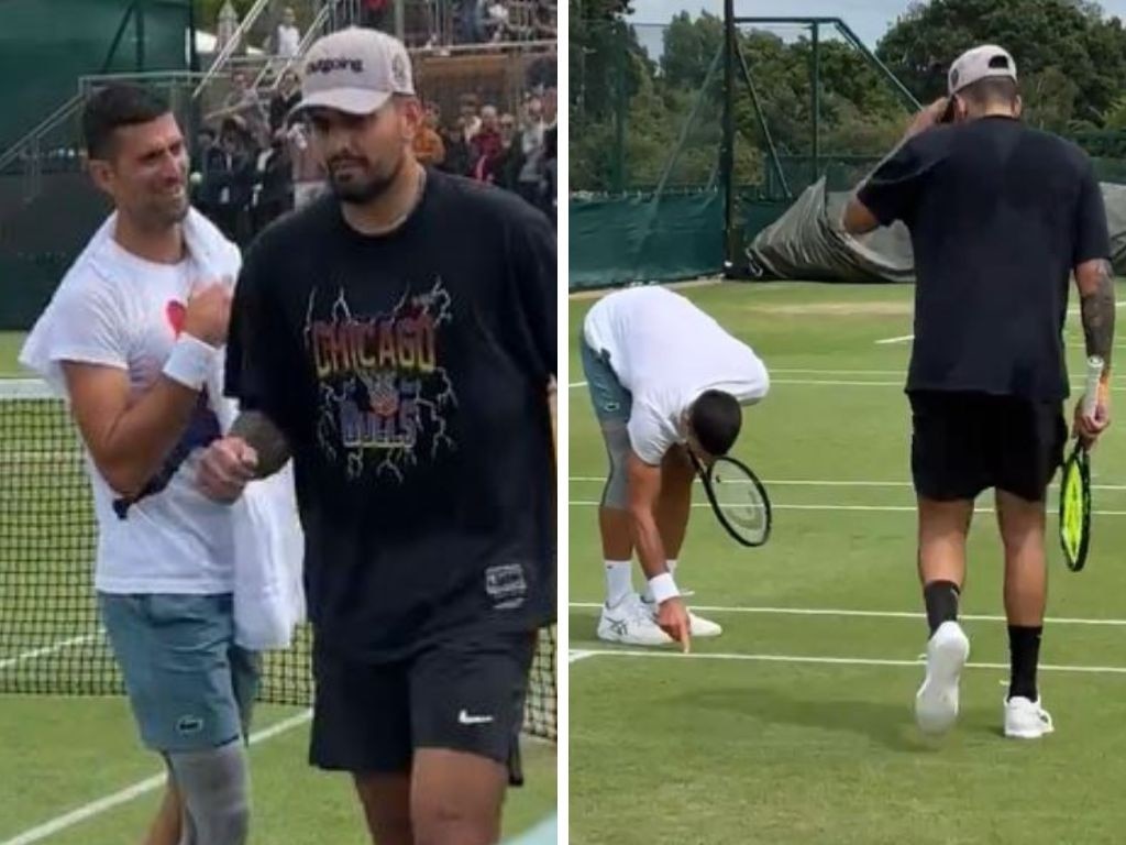 Kyrgios and Djokovic back on court together.