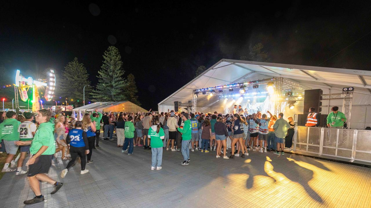 The empty space at the Schoolies 2023 festival on Saturday night. Picture: Ben Clark