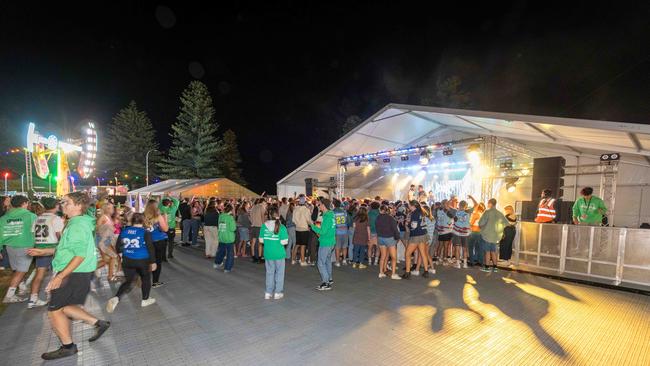 The empty space at the Schoolies 2023 festival on Saturday night. Picture: Ben Clark