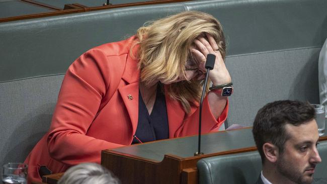 Kylea Tink concentrating hard during parliament’s Question Time. Picture: Gary Ramage