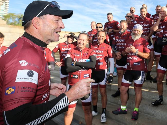 Mr Abbott, pictured at Sunday’s Pollie Pedal event, said he was not about to challenge for the prime ministership, but will challenge the government when there is a need for a rethink on policies. Picture Yuri Kouzmin