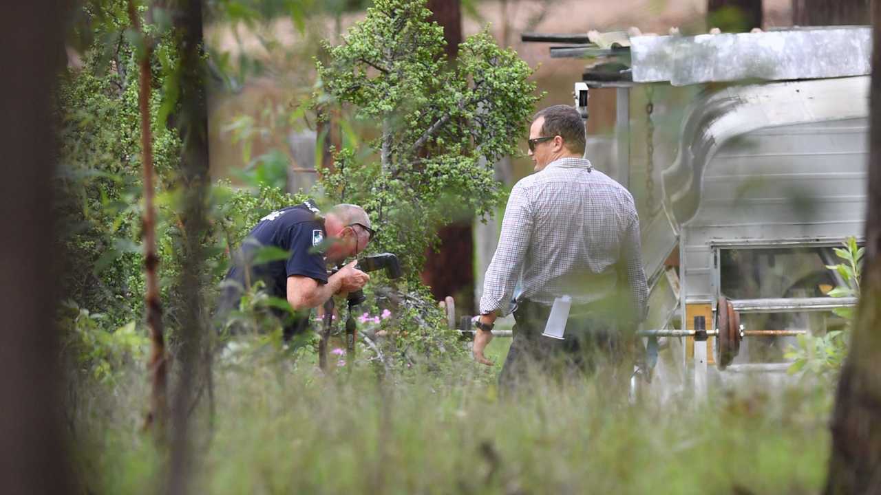 Police at the scene of a shooting on Acacia Rd, Bauple. Photo: Alistair Brightman. Picture: Alistair Brightman