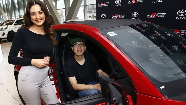 Chatswood Toyota’s Olivia Macolino gives Jerry Deng a tour of the new Yaris GR. Picture: John Appleyard