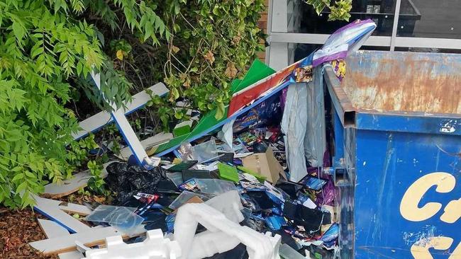 Somebody was responsible for trashing outside Gympie's Blockbuster store. Picture: Contributed