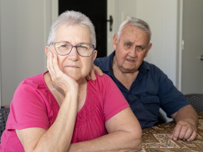 Colleen and Ken Graham who were preyed on while shopping at Mount Pleasant. Thief stole Colleen’s bag with $900 cash. Tuesday December 13 2022. Picture: Michaela Harlow