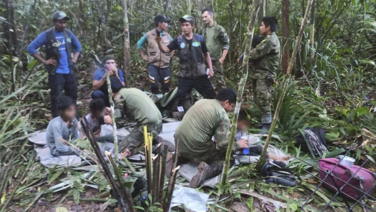 Four children who were missing for six weeks after a plane crash in the Amazon jungle have been found alive. Picture: Prensa Presidencia / Colombian Presidency / AFP