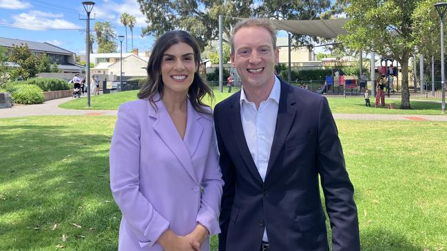 Dr Finizio with Liberal leader David Speirs at Norwood. Picture: Brad Crouch